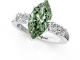 White gold Fancy Green Marquise  Brilliant Cut Diamond Five-Stone Prong Set Engagement Ring with Channel Band_21
