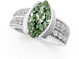 White gold Fancy Green Marquise  Brilliant Diamond Channel Set Wide Band Ring with Bezel Setting_38
