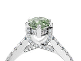 White gold Fancy Green Marquise  Brilliant Diamond Solitaire with Pavé Band and Four-Prong Setting 5