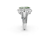 White gold Fancy Green Marquise  Brilliant Flower Halo Diamond Split Shank Ring_89