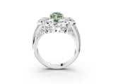 White gold Fancy Green Marquise  Brilliant Flower Halo Diamond Split Shank Ring_90