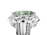 White gold Fancy Green Marquise  Brilliant Flower Halo Diamond Split Shank Ring_92