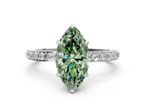 White gold Fancy Green Marquise  Brilliant Pavé Band Solitaire with Four-Prong Setting_58