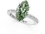 White gold Fancy Green Marquise  Brilliant Pavé Band Solitaire with Four-Prong Setting_59