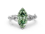 White gold Fancy Green Marquise  Brilliant Solitaire with Leaf Motif Band and Four-Prong Setting_62