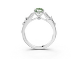 White gold Fancy Green Marquise  Brilliant Solitaire with Leaf Motif Band and Four-Prong Setting_66