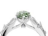 White gold Fancy Green Marquise  Brilliant Solitaire with Leaf Motif Band and Four-Prong Setting_66