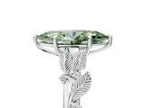White gold Fancy Green Marquise  Brilliant Solitaire with Leaf Motif Band and Four-Prong Setting_67