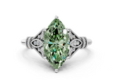 White gold Fancy Green Marquise  Brilliant Solitaire with Pave Band and Four-Prong Setting_20