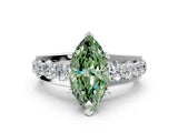 White gold Fancy Green Marquise  Brilliant Solitaire with Side Stones on a Pave Band and Four-Prong Setting_30