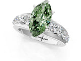 White gold Fancy Green Marquise  Brilliant Solitaire with Side Stones on a Pave Band and Four-Prong Setting_31