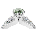 White gold Fancy Green Marquise  Brilliant Solitaire with Side Stones on a Pave Band and Four-Prong Setting_34