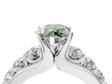 White gold Fancy Green Marquise  Brilliant Solitaire with Side Stones on a Pave Band and Four-Prong Setting_88