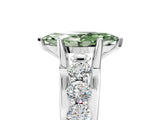 White gold Fancy Green Marquise  Brilliant Solitaire with Side Stones on a Pave Band and Four-Prong Setting_89