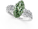 White gold Fancy Green Marquise  Cluster Diamond Engagement Ring with Pavé Band and Four-Prong Setting_46