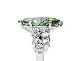 White gold Fancy Green Marquise  Cluster Diamond Engagement Ring with Pavé Band and Four-Prong Setting_46