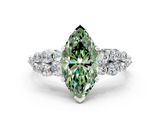 White gold Fancy Green Marquise  Cluster Diamond Engagement Ring with Pavé Band and Four-Prong Setting_50