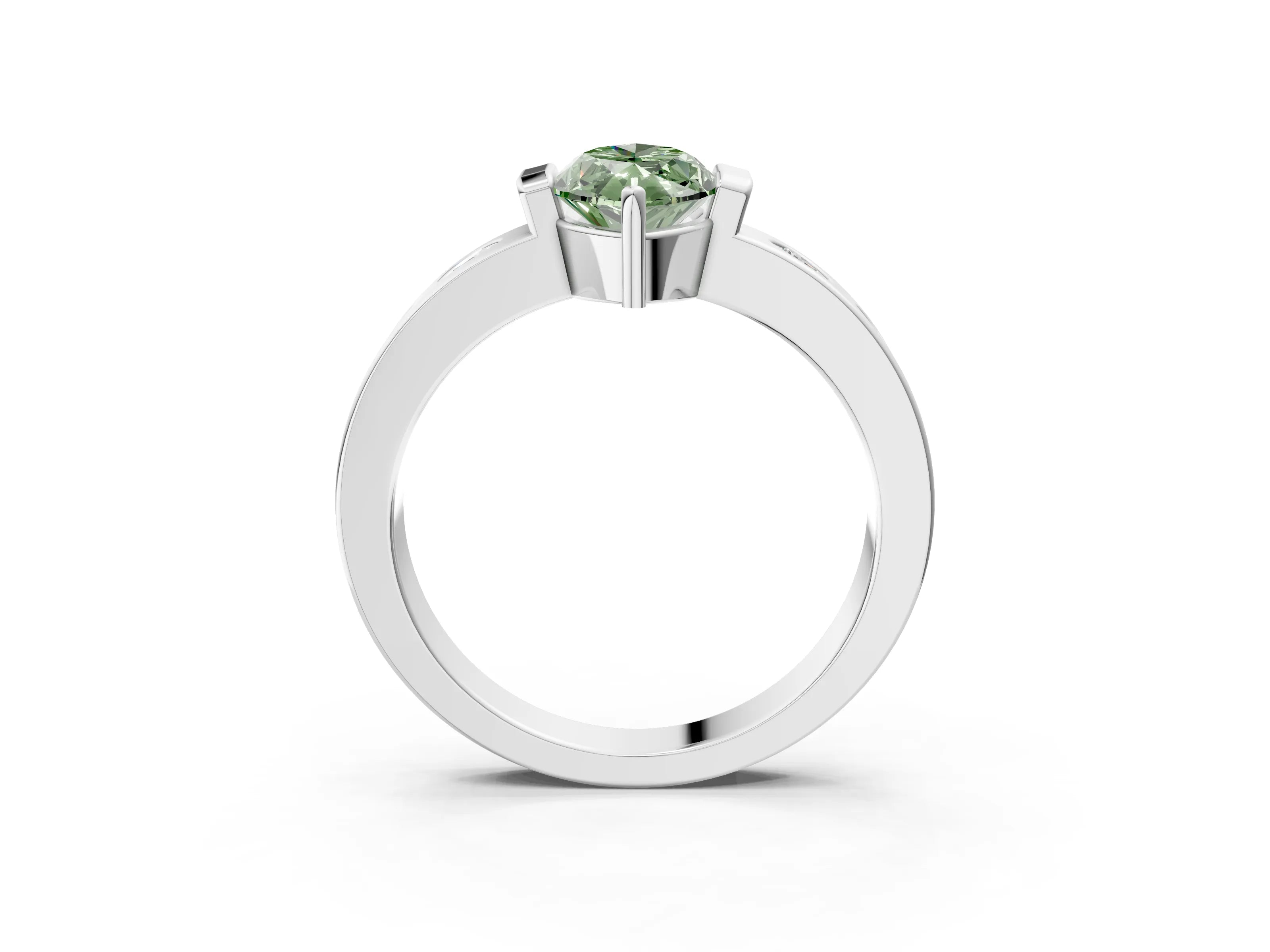 White gold Fancy Green Marquise Cut Brilliant Channel-Set Diamond Ring with Bezel Prong Setting_15