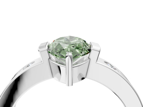 White gold Fancy Green Marquise Cut Brilliant Channel-Set Diamond Ring with Bezel Prong Setting_16