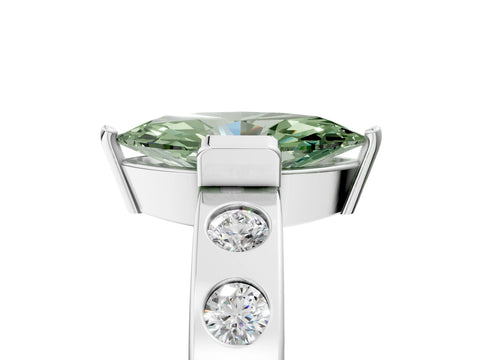 White gold Fancy Green Marquise Cut Brilliant Channel-Set Diamond Ring with Bezel Prong Setting_17