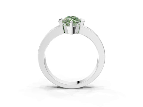 White gold Fancy Green Marquise Cut Brilliant Channel-Set Diamond Ring with Bezel Prong Setting_3