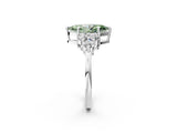 White gold Fancy Green Marquise Cut Brilliant Diamond Cluster Accent Solitaire Ring with Prong Setting_18