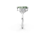 White gold Fancy Green Marquise Cut Brilliant Diamond Cluster Accent Solitaire Ring with Prong Setting_2