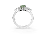 White gold Fancy Green Marquise Cut Brilliant Diamond Cluster Accent Solitaire Ring with Prong Setting_33