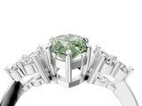 White gold Fancy Green Marquise Cut Brilliant Diamond Cluster Accent Solitaire Ring with Prong Setting_34