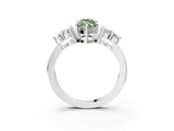 White gold Fancy Green Marquise Cut Brilliant Diamond Cluster Accent Solitaire Ring with Prong Setting_3