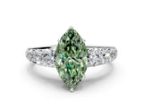White gold Fancy Green Marquise Cut Brilliant Diamond Pavé Band with Six-Prong Setting_13