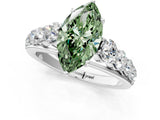 White gold Fancy Green Marquise Cut Brilliant Diamond Pavé Band with Six-Prong Setting_13