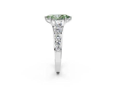 White gold Fancy Green Marquise Cut Brilliant Diamond Pavé Band with Six-Prong Setting_2