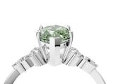 White gold Fancy Green Marquise Cut Brilliant Diamond Solitaire Ring with Pear Side Stones and Four-Prong Setting_10