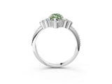 White gold Fancy Green Marquise Cut Brilliant Diamond with Cluster Setting on a Beaded Band and Four-Prong Setting_15