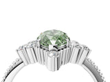 White gold Fancy Green Marquise Cut Brilliant Diamond with Cluster Setting on a Beaded Band and Four-Prong Setting_16
