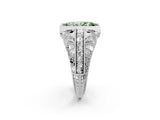 White gold Fancy Green Marquise Cut Brilliant Milgrain Filigree Diamond Ring with Square Prong Setting_2