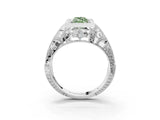 White gold Fancy Green Marquise Cut Brilliant Milgrain Filigree Diamond Ring with Square Prong Setting_3