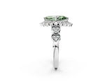 White gold Fancy Green Marquise Cut Brilliant Milgrain Pave Heart Band Solitaire Ring_2