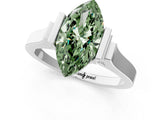 White gold Fancy Green Marquise Cut Brilliant Solitaire Diamond Ring with Channel Set Band and Bar Prong Setting_25