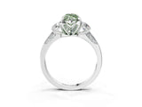 White gold Fancy Green Marquise Cut Brilliant Three-Stone Diamond Ring with Pavé Band and Four-Prong Setting_47