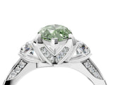 White gold Fancy Green Marquise Cut Brilliant Three-Stone Diamond Ring with Pavé Band and Four-Prong Setting_48