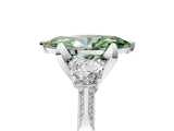 White gold Fancy Green Marquise Cut Brilliant Three-Stone Diamond Ring with Pavé Band and Four-Prong Setting_49