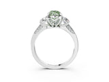 White gold Fancy Green Marquise Cut Brilliant Three-Stone Diamond Ring with Pavé Band and Four-Prong Setting_78