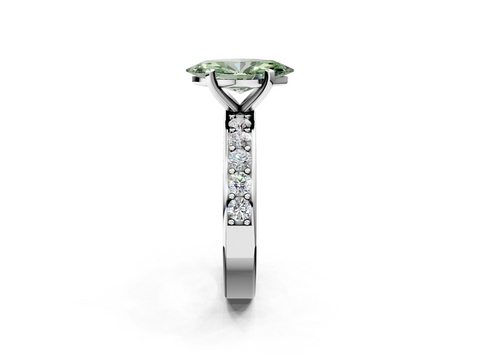 White gold Fancy Green Marquise  Cut Channel Set Diamond Engagement Ring with Four-Prong Setting_273