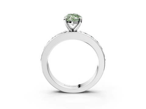 White gold Fancy Green Marquise  Cut Channel Set Diamond Engagement Ring with Four-Prong Setting_274