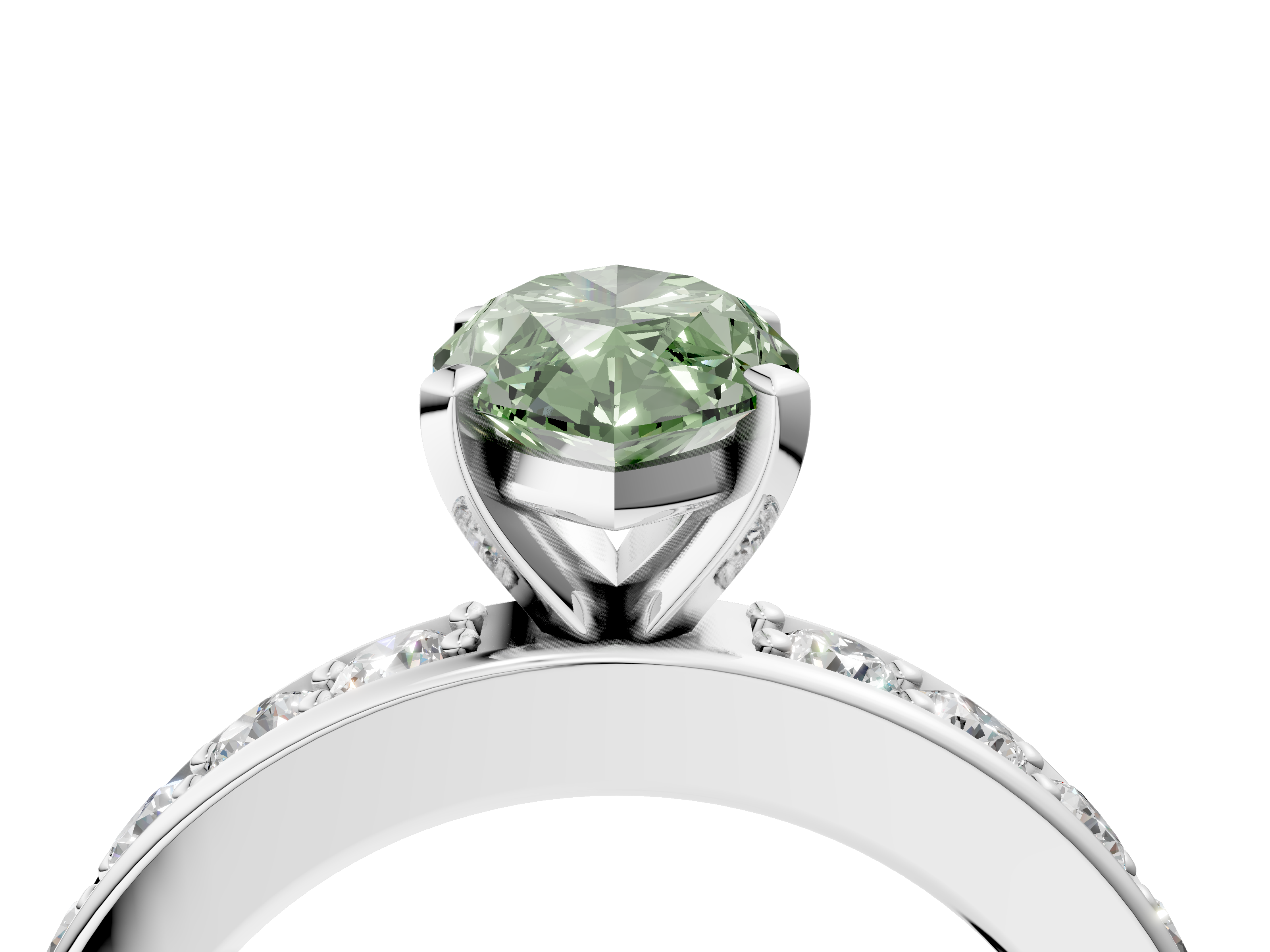 White gold Fancy Green Marquise  Cut Channel Set Diamond Engagement Ring with Four-Prong Setting_279