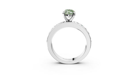 White gold Fancy Green Marquise  Cut Channel Set Diamond Engagement Ring with Four-Prong Setting_291
