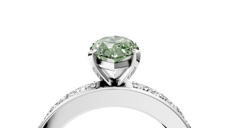 White gold Fancy Green Marquise  Cut Channel Set Diamond Engagement Ring with Four-Prong Setting_296