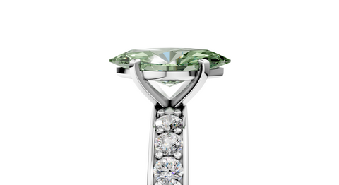 White gold Fancy Green Marquise  Cut Channel Set Diamond Engagement Ring with Four-Prong Setting_297
